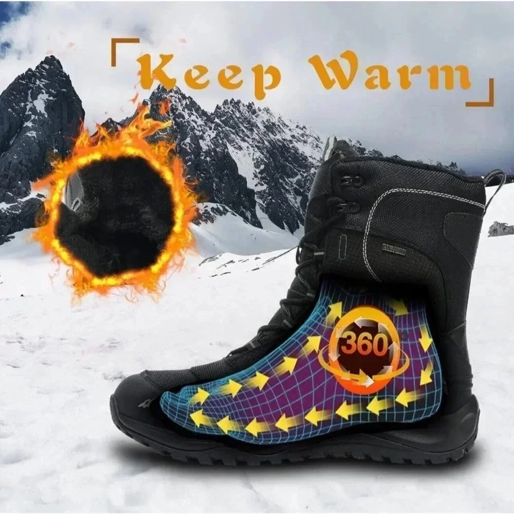Cozhloyn Men's Snow Boots Warm Non-Slip Waterproof Outdoor High-Top Hiking 13.5
